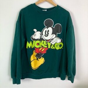 Mickey & Co. Mouse Crewneck Thumbs Up Lime Green Vintage Sweatshirt Xl